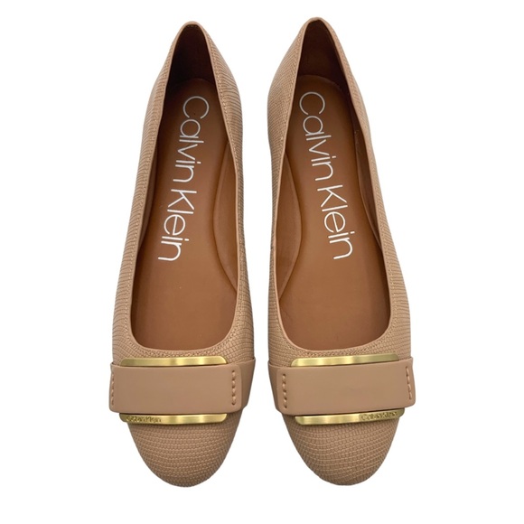 Calvin Klein Shoes - Calvin Klein Oneta genuine leather Tan
Flats with Textured Toe Cap SIZE 9